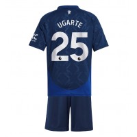 Camiseta Manchester United Manuel Ugarte #25 Segunda Equipación Replica 2024-25 para niños mangas cortas (+ Pantalones cortos)